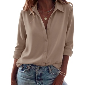 image:imageZeagoo Blouses for Women Dressy Casual Long Sleeve Button Down Shirts Collared Summer Tops Fall Fashion ClothesKhaki