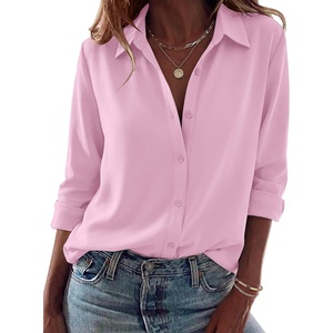 image:imageZeagoo Blouses for Women Dressy Casual Long Sleeve Button Down Shirts Collared Summer Tops Fall Fashion ClothesPink