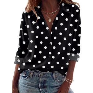 image:imageZeagoo Blouses for Women Dressy Casual Long Sleeve Button Down Shirts Collared Summer Tops Fall Fashion ClothesPolka Dots Black