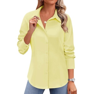 image:imageZeagoo Button Down Shirts for Women Wrinkle Free Long Sleeve Collared Dress Blouses Casual Work Office Tunics TopsYellow
