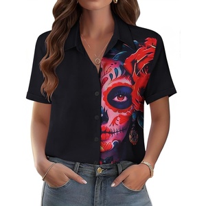image:imageZeagoo Womens Button Down Blouse Rolled Cuffed Short Sleeve Shirts Casual Work Blouse Summer Hawaiian OutfitsCx256