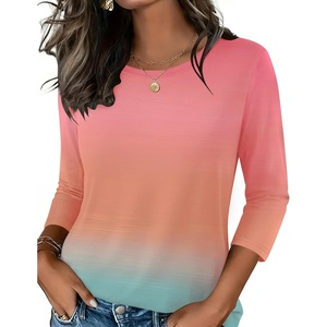 image:imageZeagoo Womens Casual 34 Sleeve TShirts Round Neck Cute Tunic Tops Basic Tees Blouses Business Work Tee TopRainbowjb218