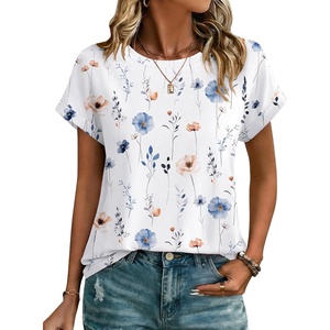 image:imageZeagoo Womens Tops Short Sleeve Cute Summer Blouses Crew Neck Dressy Casual T Shirts Work Clothes S2XLBf290white Flower