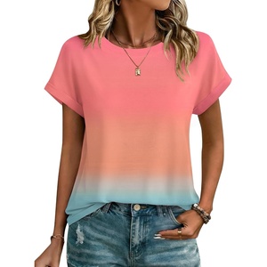 image:imageZeagoo Womens Tops Short Sleeve Cute Summer Blouses Crew Neck Dressy Casual T Shirts Work Clothes S2XLJb218gradient Color