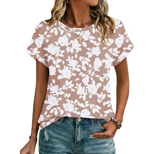 image:imageZeagoo Womens Tops Short Sleeve Cute Summer Blouses Crew Neck Dressy Casual T Shirts Work Clothes S2XLSf295beige