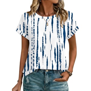 image:imageZeagoo Womens Tops Short Sleeve Cute Summer Blouses Crew Neck Dressy Casual T Shirts Work Clothes S2XLZr229 White Blue