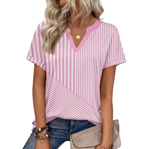 image:imageZeagoo Womens Tops Short Sleeve Summer V Neck Shirts Work Blouses Business Outfits Fashion ClothingStriped 300