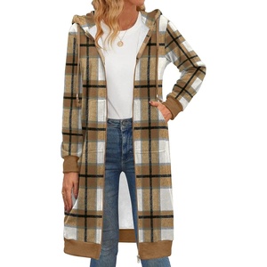 image:imageZeagoo Womens Zip Up Hoodies Oversized Fleece Long Tunic Sweatshirts Casual Long Sleeve 2026 Fall Hoodie Jacket Coat02 Check Pattern