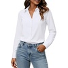 image:imageWomens Button Down Shirt Classic Fit Dress Shirt Work Business Casual Long Sleeve Blouse TopsAwhite