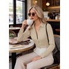 image:imageWomens Button Down Shirt Classic Fit Dress Shirt Work Business Casual Long Sleeve Blouse TopsBeige Khaki