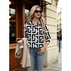 image:imageWomens Button Down Shirt Classic Fit Dress Shirt Work Business Casual Long Sleeve Blouse TopsBlack White Geometric Print