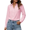 image:imageWomens Button Down Shirt Classic Fit Dress Shirt Work Business Casual Long Sleeve Blouse TopsPink
