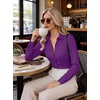 image:imageWomens Button Down Shirt Classic Fit Dress Shirt Work Business Casual Long Sleeve Blouse TopsPurple