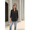 image:imageZeagoo Button Down Shirts for Women 34 Length Sleeve Work Tops V Neck Shirts Dressy Casual Business Blouses with PocketAblack