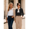 image:imageZeagoo Button Down Shirts for Women 34 Length Sleeve Work Tops V Neck Shirts Dressy Casual Business Blouses with PocketAblack