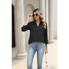 image:imageZeagoo Button Down Shirts for Women 34 Length Sleeve Work Tops V Neck Shirts Dressy Casual Business Blouses with PocketAblack