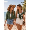 image:imageZeagoo Button Down Shirts for Women 34 Length Sleeve Work Tops V Neck Shirts Dressy Casual Business Blouses with PocketAgreen