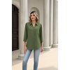image:imageZeagoo Button Down Shirts for Women 34 Length Sleeve Work Tops V Neck Shirts Dressy Casual Business Blouses with PocketAgreen