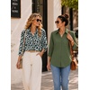 image:imageZeagoo Button Down Shirts for Women 34 Length Sleeve Work Tops V Neck Shirts Dressy Casual Business Blouses with PocketAn438