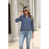 image:imageZeagoo Button Down Shirts for Women 34 Length Sleeve Work Tops V Neck Shirts Dressy Casual Business Blouses with PocketAnavy Blue