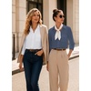 image:imageZeagoo Button Down Shirts for Women 34 Length Sleeve Work Tops V Neck Shirts Dressy Casual Business Blouses with PocketAnavy Blue