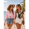 image:imageZeagoo Button Down Shirts for Women 34 Length Sleeve Work Tops V Neck Shirts Dressy Casual Business Blouses with PocketApink