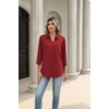 image:imageZeagoo Button Down Shirts for Women 34 Length Sleeve Work Tops V Neck Shirts Dressy Casual Business Blouses with PocketAred