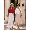 image:imageZeagoo Button Down Shirts for Women 34 Length Sleeve Work Tops V Neck Shirts Dressy Casual Business Blouses with PocketAred