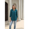 image:imageZeagoo Button Down Shirts for Women 34 Length Sleeve Work Tops V Neck Shirts Dressy Casual Business Blouses with PocketAteal Blue