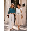 image:imageZeagoo Button Down Shirts for Women 34 Length Sleeve Work Tops V Neck Shirts Dressy Casual Business Blouses with PocketAteal Blue