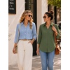 image:imageZeagoo Button Down Shirts for Women 34 Length Sleeve Work Tops V Neck Shirts Dressy Casual Business Blouses with PocketTz273