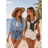 image:imageZeagoo Button Down Shirts for Women 34 Length Sleeve Work Tops V Neck Shirts Dressy Casual Business Blouses with PocketTz273