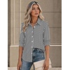 image:imageZeagoo Button Down Shirts for Women Long Sleeve Tops Striped Solid Blouses  Collared V Neck Shirts Button Up Shirt Dressy Casual Blouses Cute Summer Fall Fashion Clothes Office Work Tops Spring OutfitsBlack Stripedtz285