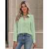 image:imageZeagoo Button Down Shirts for Women Long Sleeve Tops Striped Solid Blouses  Collared V Neck Shirts Button Up Shirt Dressy Casual Blouses Cute Summer Fall Fashion Clothes Office Work Tops Spring OutfitsGreen Stripedtz405