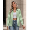 image:imageZeagoo Button Down Shirts for Women Long Sleeve Tops Striped Solid Blouses  Collared V Neck Shirts Button Up Shirt Dressy Casual Blouses Cute Summer Fall Fashion Clothes Office Work Tops Spring OutfitsGreen Stripedtz405
