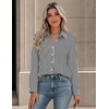 image:imageZeagoo Button Down Shirts for Women Long Sleeve Tops Striped Solid Blouses  Collared V Neck Shirts Button Up Shirt Dressy Casual Blouses Cute Summer Fall Fashion Clothes Office Work Tops Spring OutfitsBlack Stripedtz285