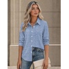 image:imageZeagoo Button Down Shirts for Women Long Sleeve Tops Striped Solid Blouses  Collared V Neck Shirts Button Up Shirt Dressy Casual Blouses Cute Summer Fall Fashion Clothes Office Work Tops Spring OutfitsBlue Stripedtz273