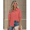 image:imageZeagoo Button Down Shirts for Women Long Sleeve Tops Striped Solid Blouses  Collared V Neck Shirts Button Up Shirt Dressy Casual Blouses Cute Summer Fall Fashion Clothes Office Work Tops Spring OutfitsRed Stripedtw701
