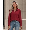 image:imageZeagoo Button Down Shirts for Women Long Sleeve Tops Striped Solid Blouses  Collared V Neck Shirts Button Up Shirt Dressy Casual Blouses Cute Summer Fall Fashion Clothes Office Work Tops Spring OutfitsWine Red