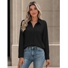 image:imageZeagoo Button Down Shirts for Women Long Sleeve Tops Striped Solid Blouses  Collared V Neck Shirts Button Up Shirt Dressy Casual Blouses Cute Summer Fall Fashion Clothes Office Work Tops Spring OutfitsBlack