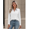 image:imageZeagoo Button Down Shirts for Women Long Sleeve Tops Striped Solid Blouses  Collared V Neck Shirts Button Up Shirt Dressy Casual Blouses Cute Summer Fall Fashion Clothes Office Work Tops Spring OutfitsWhite