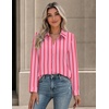 image:imageZeagoo Button Down Shirts for Women Long Sleeve Tops Striped Solid Blouses  Collared V Neck Shirts Button Up Shirt Dressy Casual Blouses Cute Summer Fall Fashion Clothes Office Work Tops Spring OutfitsPink Stripedtz407