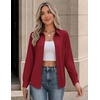 image:imageZeagoo Button Down Shirts for Women Long Sleeve Tops Striped Solid Blouses  Collared V Neck Shirts Button Up Shirt Dressy Casual Blouses Cute Summer Fall Fashion Clothes Office Work Tops Spring OutfitsWine Red
