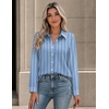 image:imageZeagoo Button Down Shirts for Women Long Sleeve Tops Striped Solid Blouses  Collared V Neck Shirts Button Up Shirt Dressy Casual Blouses Cute Summer Fall Fashion Clothes Office Work Tops Spring OutfitsBlue Stripedtw636