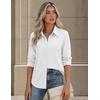 image:imageZeagoo Button Down Shirts for Women Long Sleeve Tops Striped Solid Blouses  Collared V Neck Shirts Button Up Shirt Dressy Casual Blouses Cute Summer Fall Fashion Clothes Office Work Tops Spring OutfitsWhite