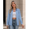 image:imageZeagoo Button Down Shirts for Women Long Sleeve Tops Striped Solid Blouses  Collared V Neck Shirts Button Up Shirt Dressy Casual Blouses Cute Summer Fall Fashion Clothes Office Work Tops Spring OutfitsBlue Stripedtw636