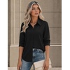 image:imageZeagoo Button Down Shirts for Women Long Sleeve Tops Striped Solid Blouses  Collared V Neck Shirts Button Up Shirt Dressy Casual Blouses Cute Summer Fall Fashion Clothes Office Work Tops Spring OutfitsBlack