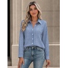 image:imageZeagoo Button Down Shirts for Women Long Sleeve Tops Striped Solid Blouses  Collared V Neck Shirts Button Up Shirt Dressy Casual Blouses Cute Summer Fall Fashion Clothes Office Work Tops Spring OutfitsBlue Stripedtz273
