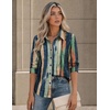 image:imageZeagoo Button Down Shirts for Women Long Sleeve Tops Striped Solid Blouses  Collared V Neck Shirts Button Up Shirt Dressy Casual Blouses Cute Summer Fall Fashion Clothes Office Work Tops Spring OutfitsBoho Stripedcx289