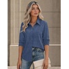 image:imageZeagoo Button Down Shirts for Women Long Sleeve Tops Striped Solid Blouses  Collared V Neck Shirts Button Up Shirt Dressy Casual Blouses Cute Summer Fall Fashion Clothes Office Work Tops Spring OutfitsNavy Blue